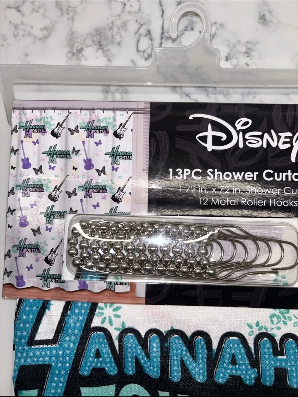 Disney Hannah Montana Shower Curtain Set - Teal, Black, White